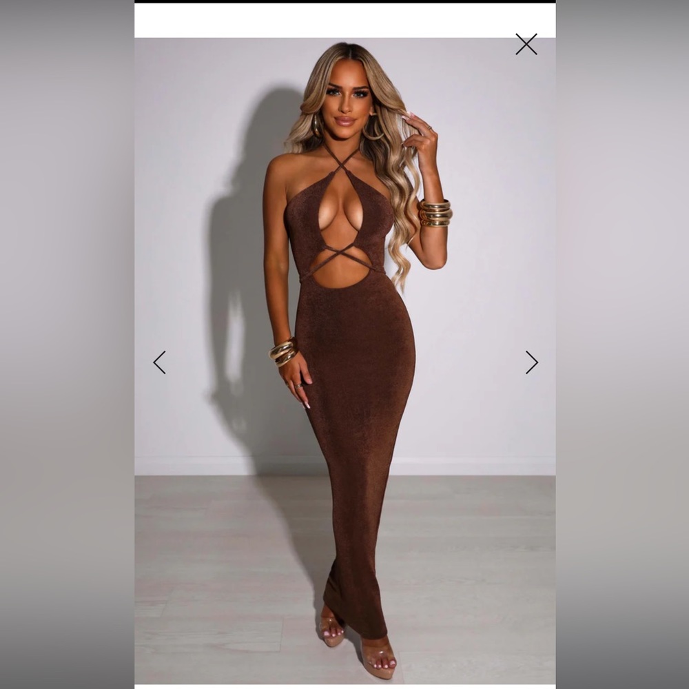 Chocolate brown maxi dress